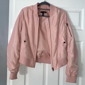 Aqua Bomber Jacket, Size Large, Baby Pink